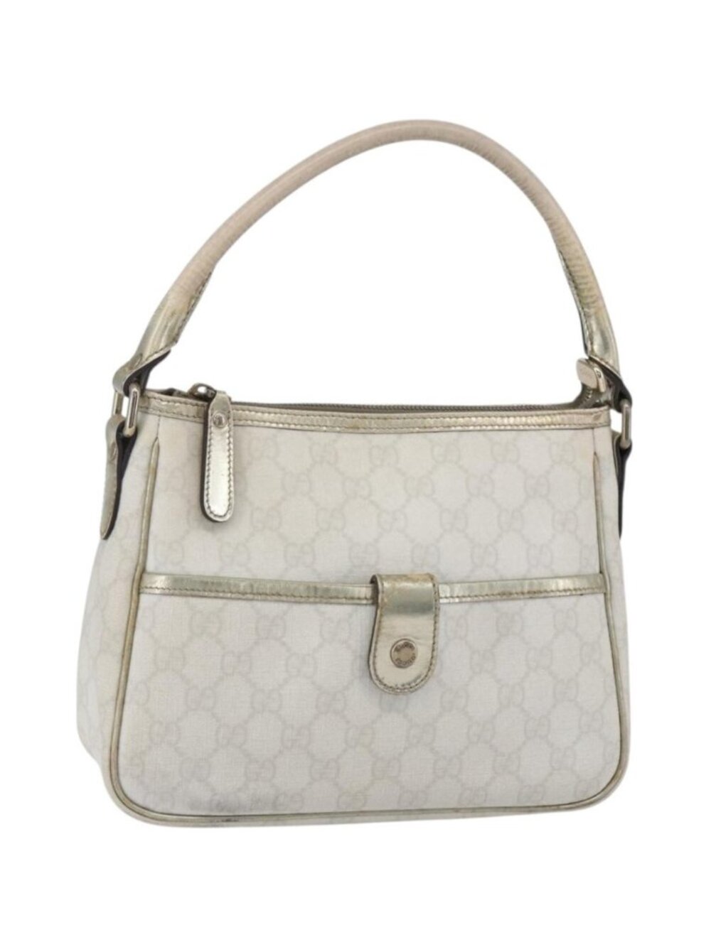GUCCI GG Supreme Shoulder Bag PVC White Gold 190258